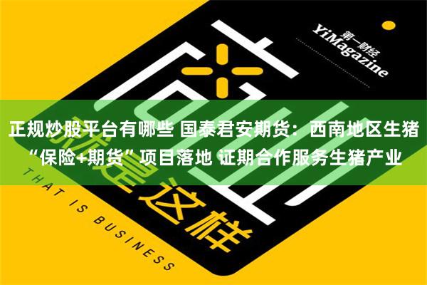 正规炒股平台有哪些 国泰君安期货：西南地区生猪“保险+期货”项目落地 证期合作服务生猪产业