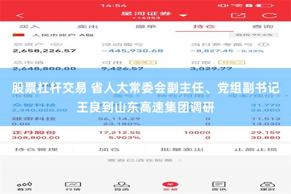 股票杠杆交易 省人大常委会副主任、党组副书记王良到山东高速集团调研
